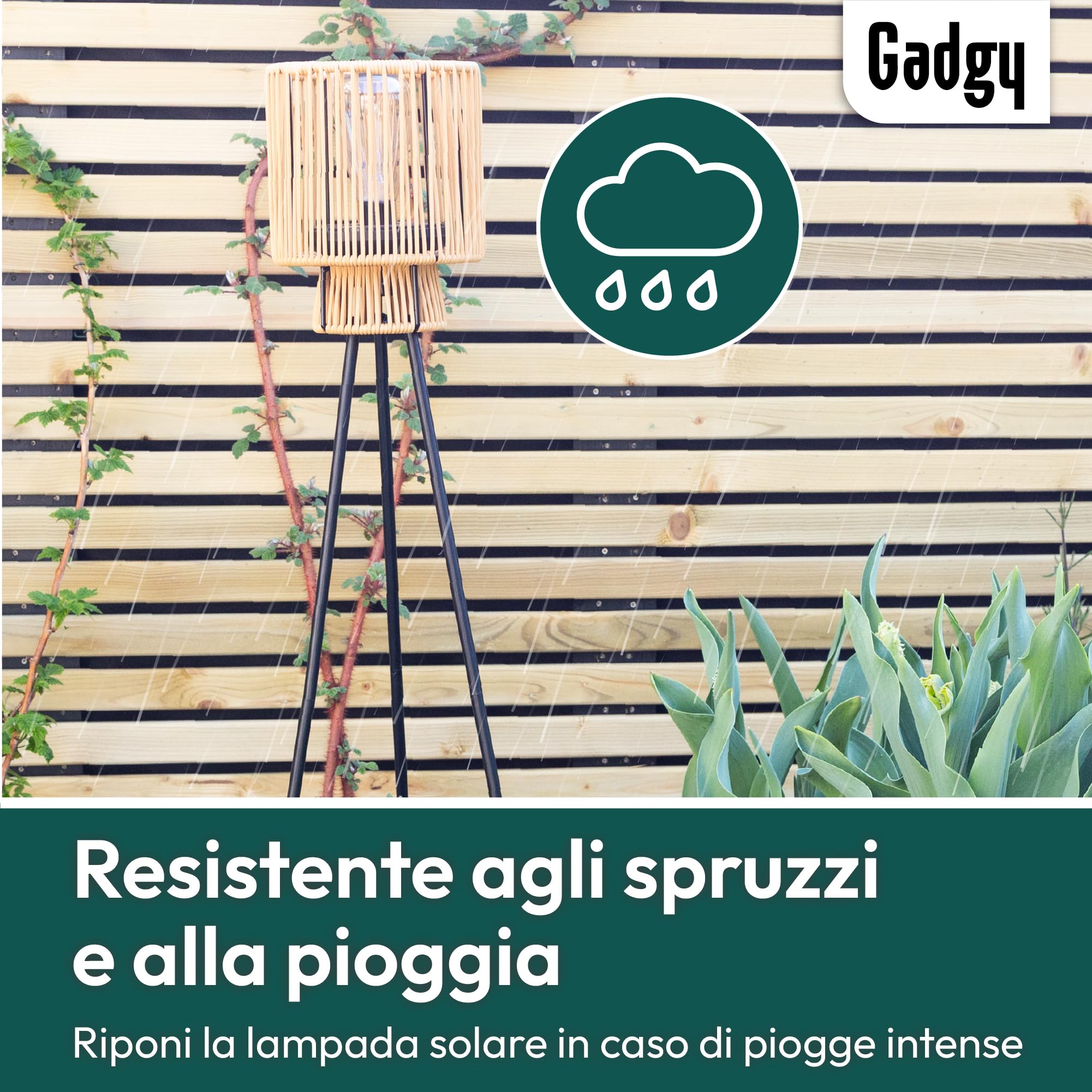 Gadgy Lampada da Terra Solare da Esterno con Portafiori | Lampada LED Impermeabile per Giardino, Balcone o Terrazza | Illuminazione Sostenibile con Treppiede Design