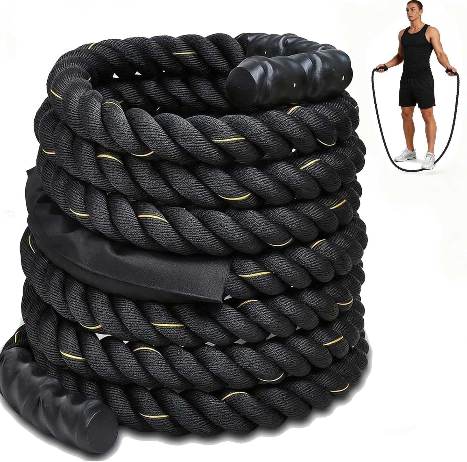 Jump Rope, Weighted Jump Rope for Fitness, 9.2ft Heavy Jumping Ropes for Exercise, Adult Workout Rope for Men & Women Improve Strength, Skipping Rope for Gym Training, Home Workout (Black)