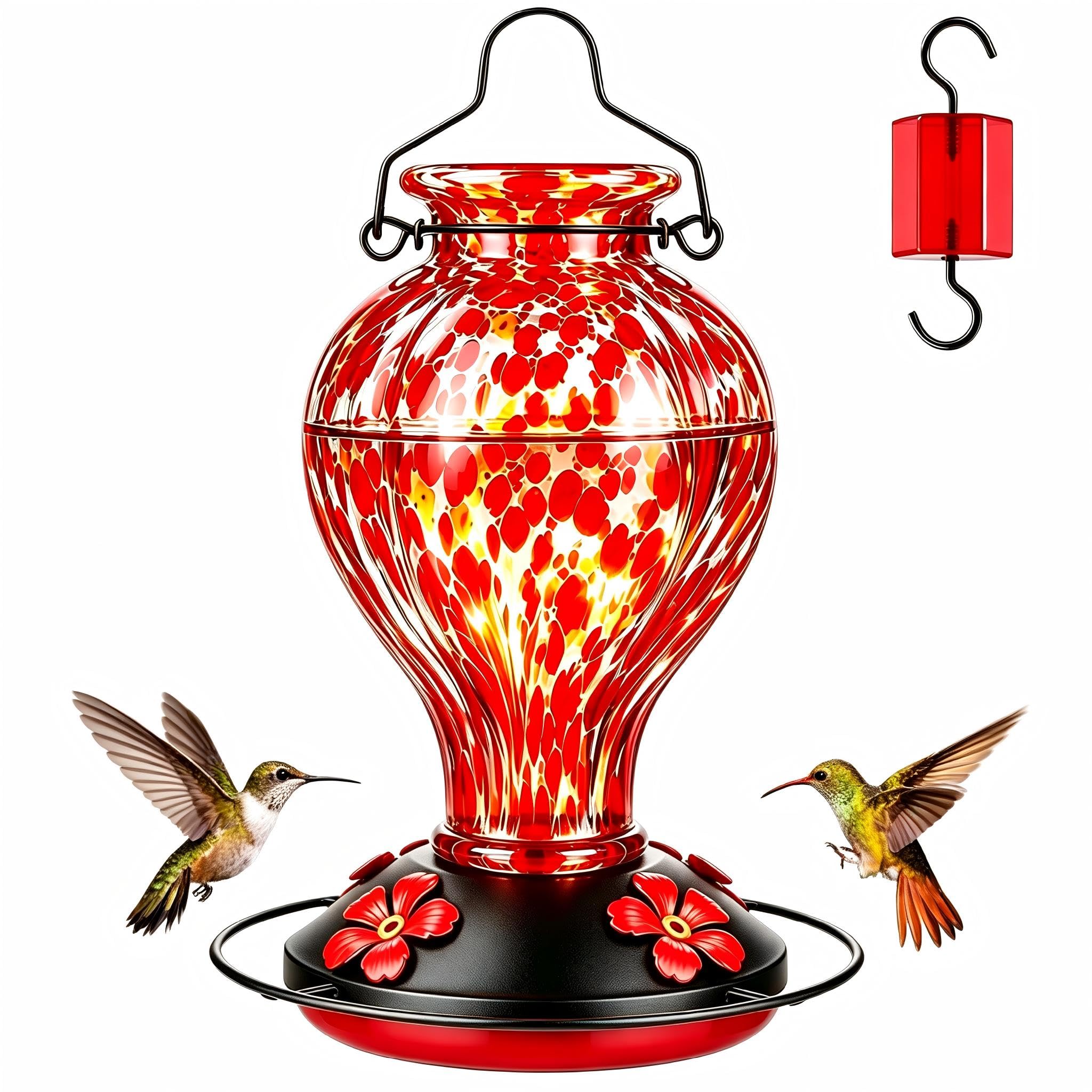 Hand Blown Glass Hummingbird Feeder