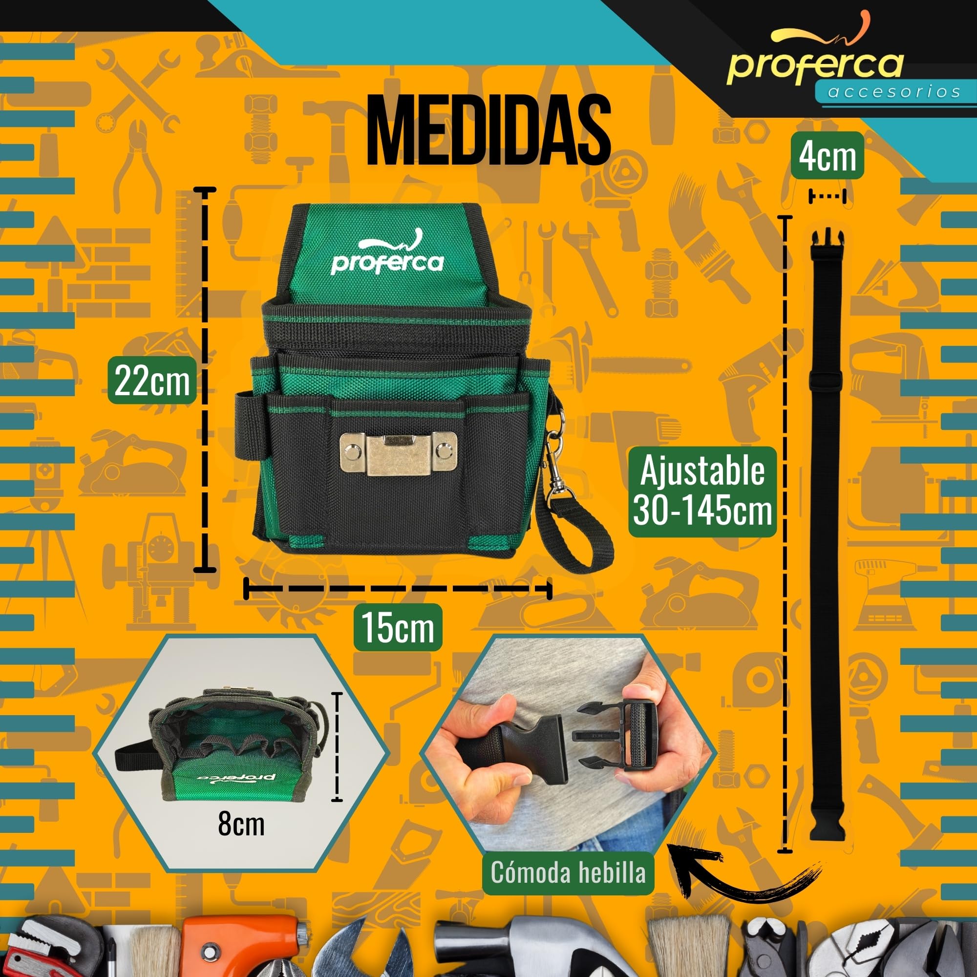 Cinturon Herramientas | Tela Resistente 1680D | Porta Herramientas Cintura Profesional con Múltiples Bolsillos | Cinturón Especial Electricista