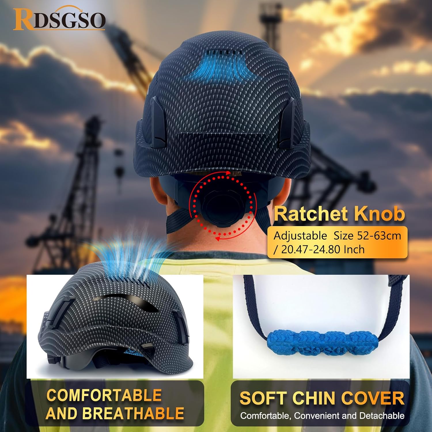 Safety Helmet Construction Work Head Protection Hard Hats Lightweight 6-Point Suspension ANSI Type 1 Approved