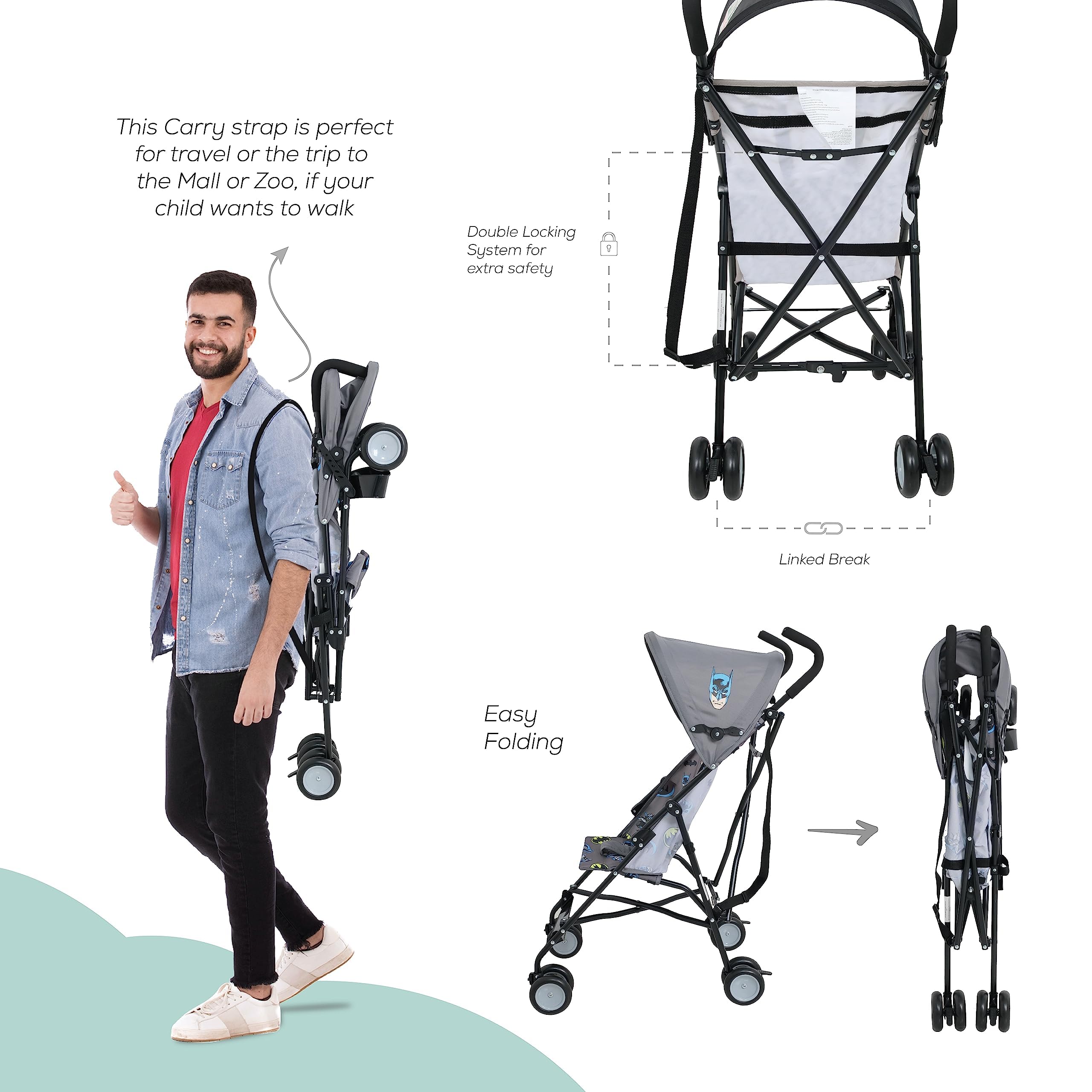 Trucare Fzc Warner Bros Batman Lightweight Buggy Stroller 36