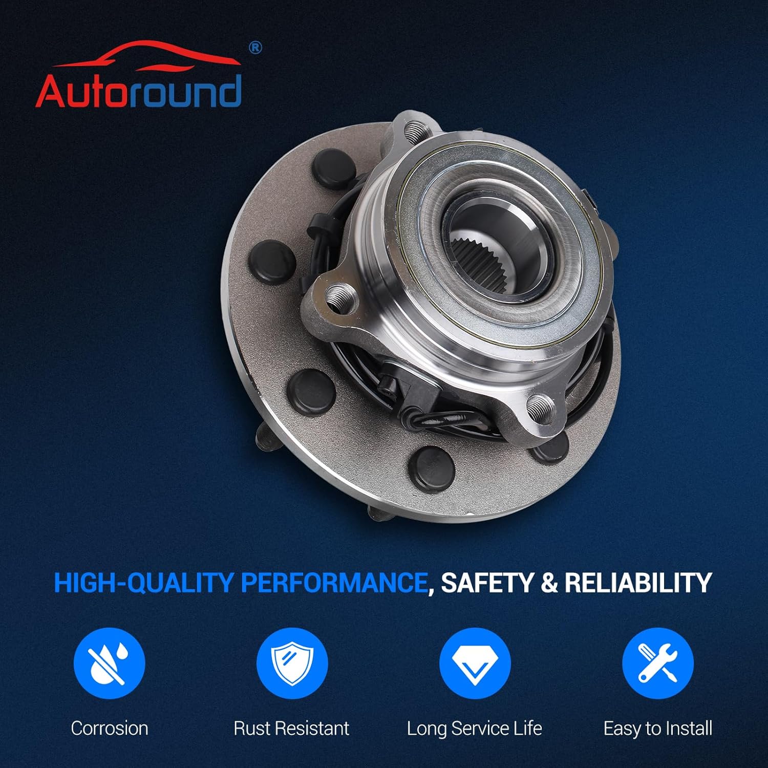 Autoround 515063 4WD Front Wheel Bearing and Hub Assembly Compatible with 2000 2001 2002 Dodge Ram 2500 3500, 8 Lug w/ABS, Set of 2