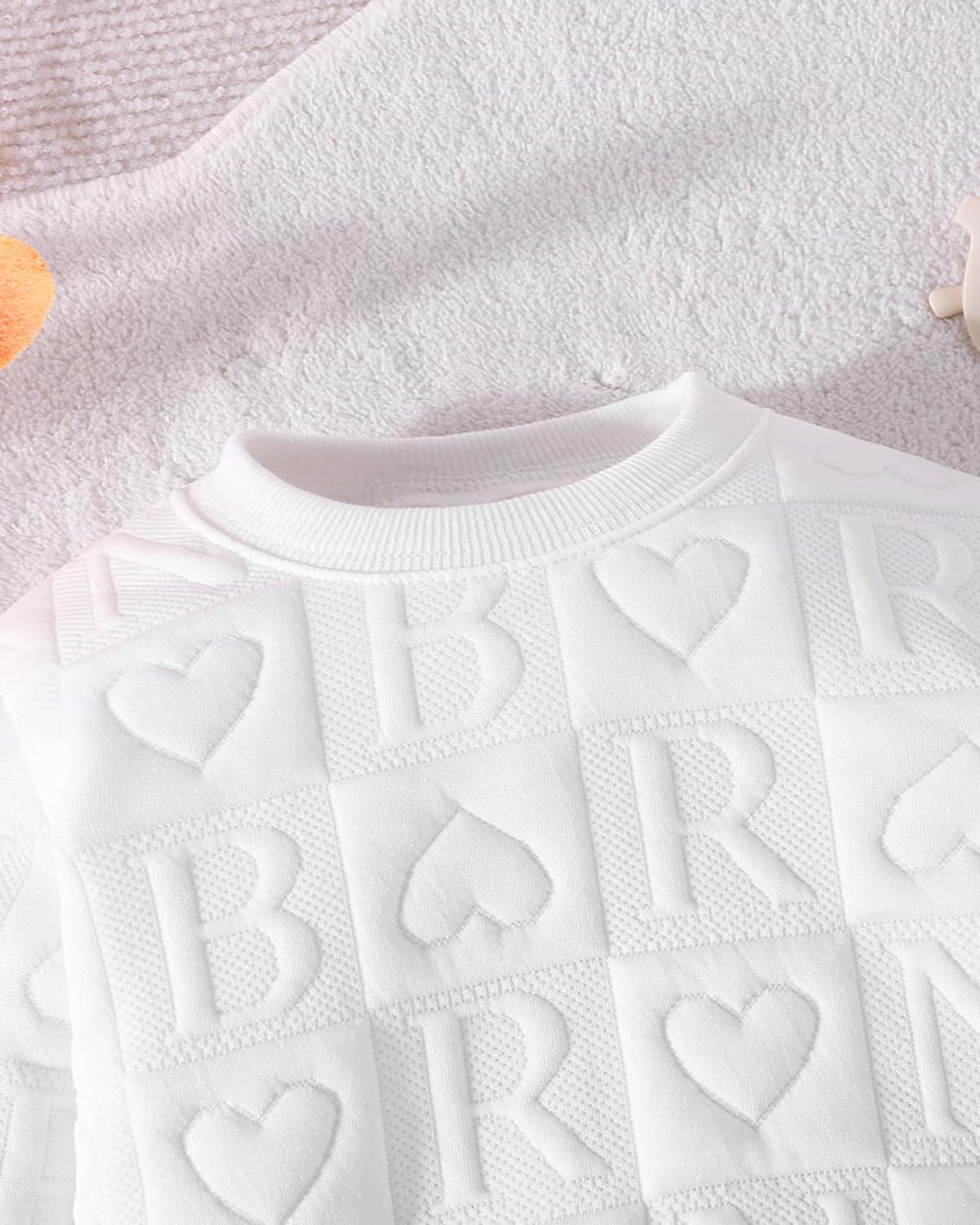 Jecson Toddler Baby Girl Clothes: Soft Warm Outfits Set Quilted Heart Sweatshirt & Pants Cute Fall Winter Home Out 2Pcs 3M-4T - Image 6