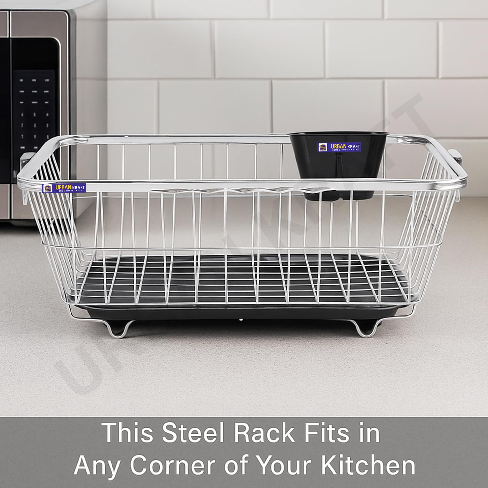 URBAN KRAFT Stainless Steel Dish Drainer - Tray & Spoon Holder -4