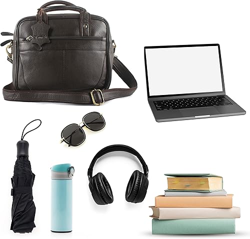 Miniatura 3 de Bolso bandolera de cuero genuino hecho a mano para hombres (color marrón) Bolsa de viaje de cuero para computadora portátil para oficina, bolsa de