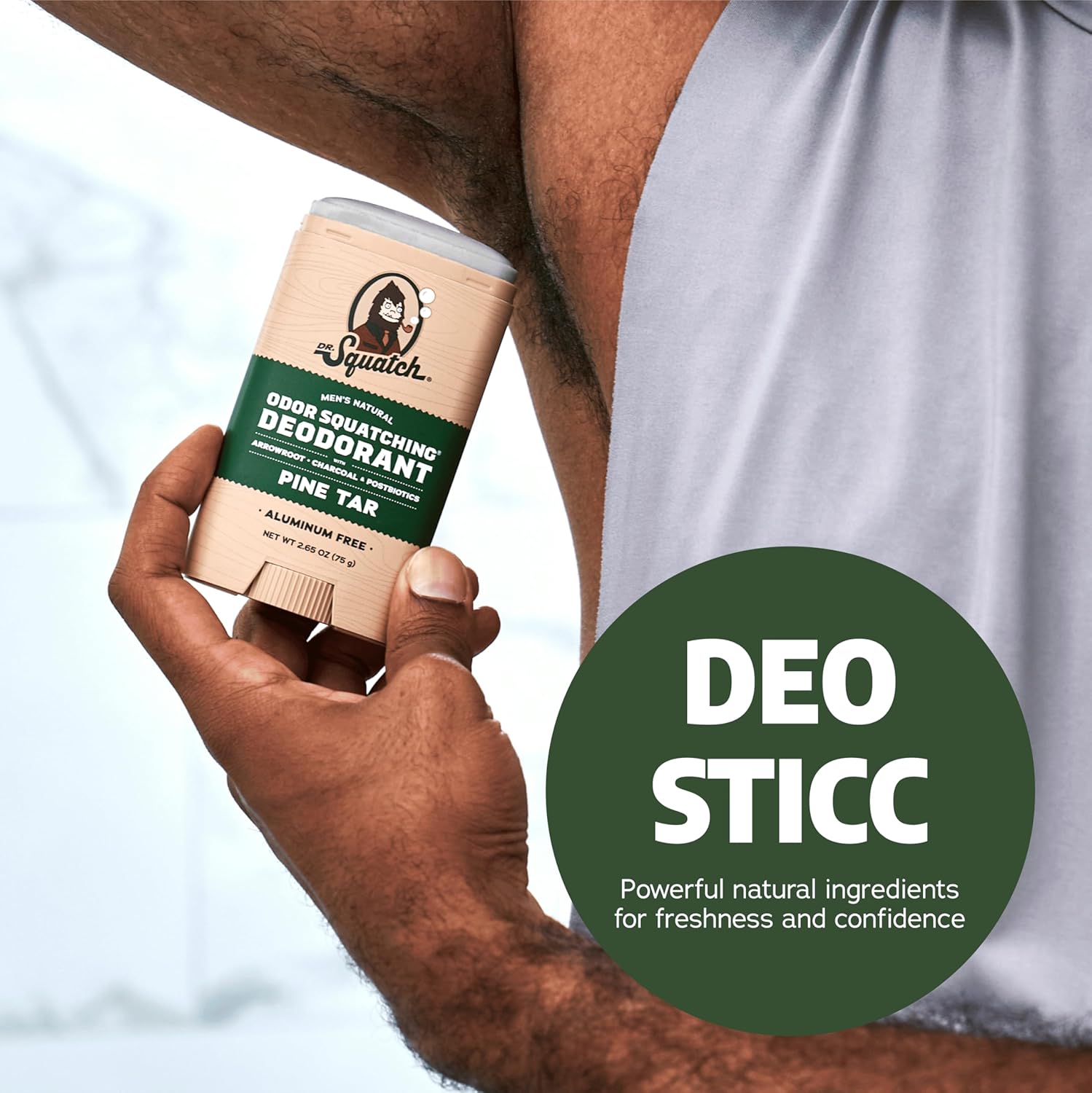 Dr. Squatch Natural Men’s Deodorant – Aluminum Free Natural Deodorant Men with Charcoal & Postbiotics for 72-Hour Odor Protection – Pine Tar + Birchwood Breeze, 2.65oz Stick (2-Pack)