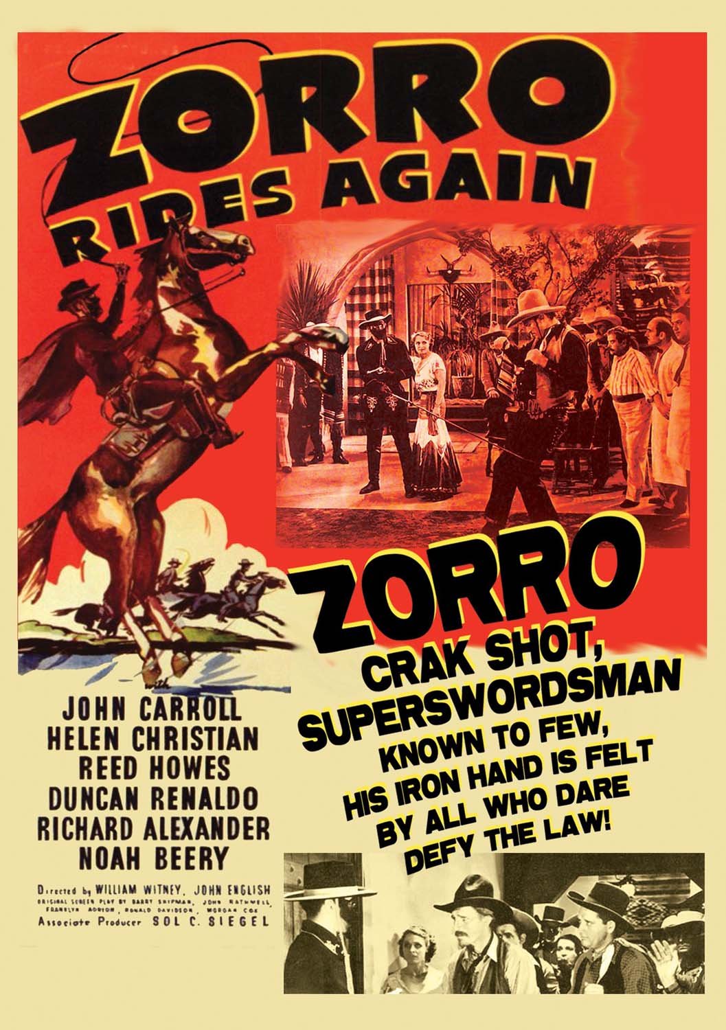 Zorro Rides Again DVD película oeste clásica acción y aventuras americanas