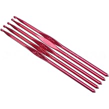 5 Pack - CleverDelights Size G/H Size 7 Aluminum Crochet Hooks - 6" Length - 4.5mm Diameter - Knitting