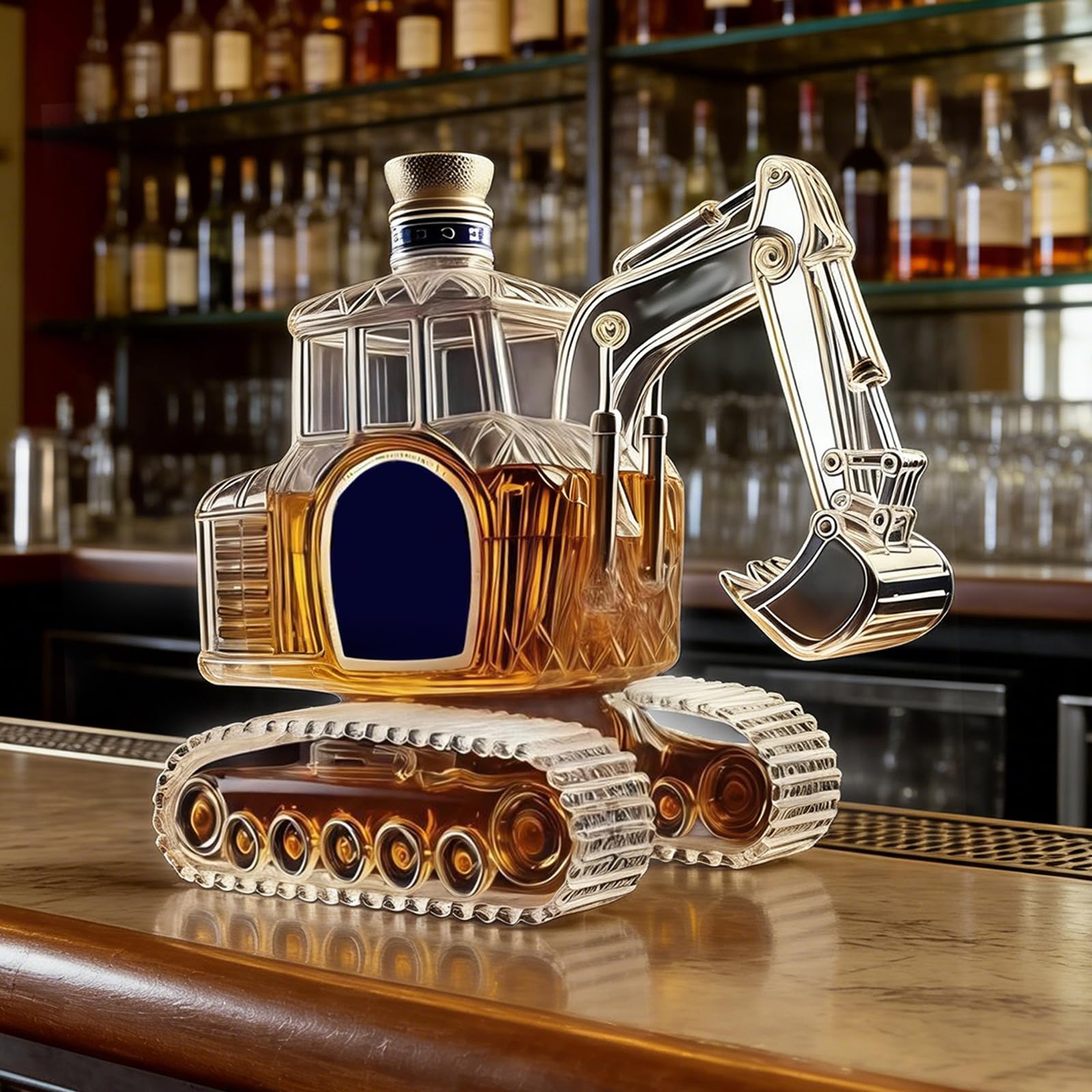 Carafe à whisky fantaisie en forme d'excavatrice de 350 ml, décanteur en verre à whisky, bouteille de vin, distributeur d'alcool pour bar à domicile, cadeau créatif pour les constructeurs, mécaniciens