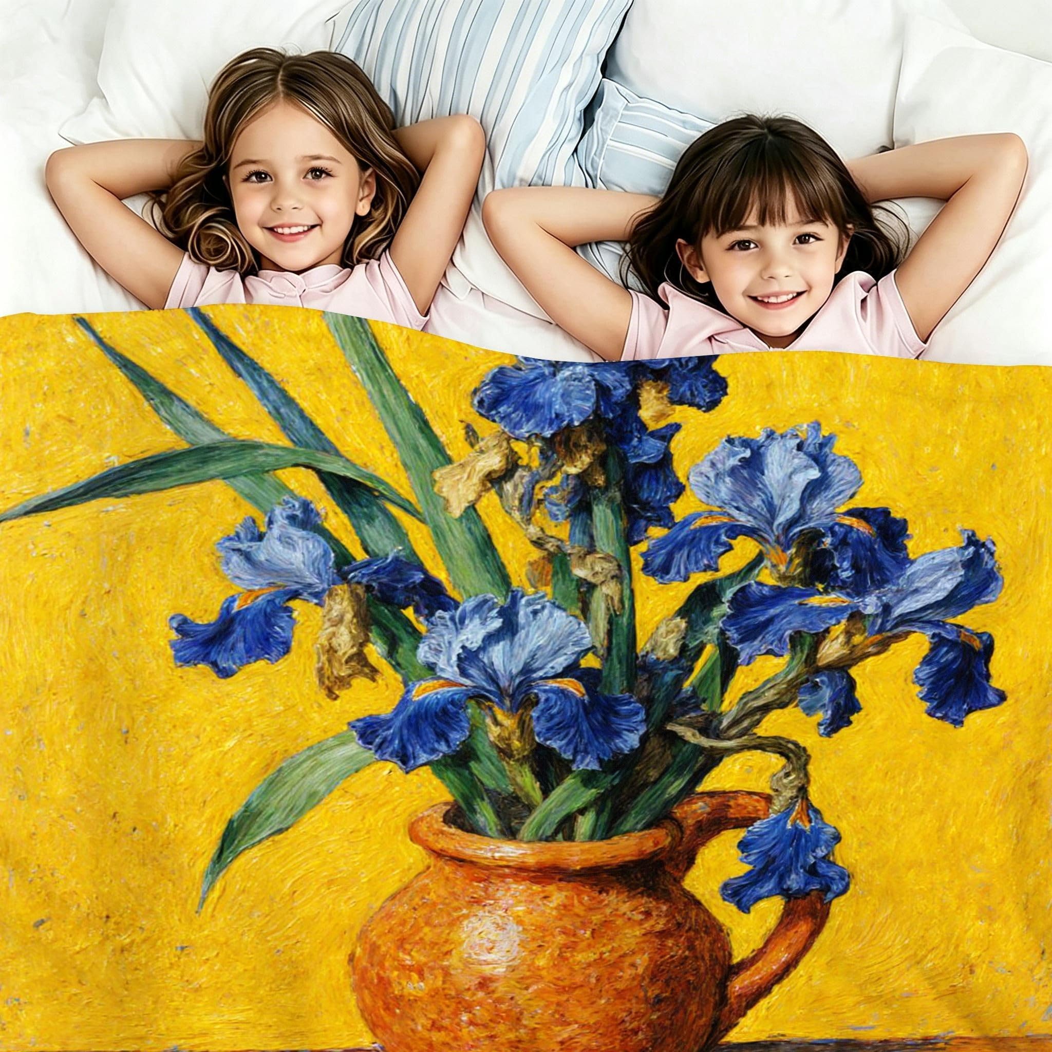 Manta Franela Sherpa 3D Flor Amarilla 240x260cm para Cama 180-A298