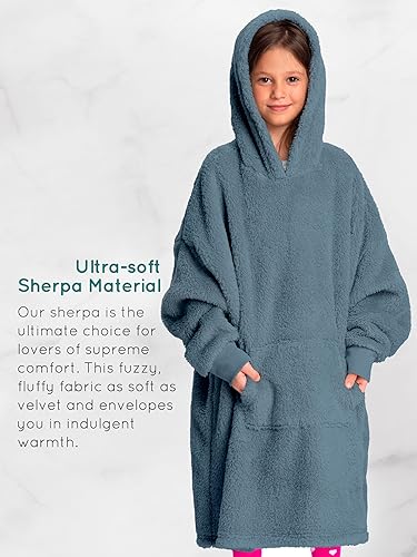Miniatura 2 de Mad Dog Sherpa Fleece Wearable Blanket Hoodie for Women Men Kids with Long Sleeves, Cozy Hooded Poncho Jacket