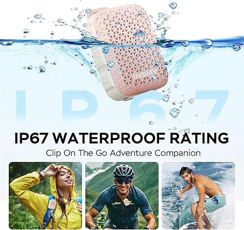 Miniatura 2 de INSMY Altavoces Bluetooth portátiles, impermeabilidad IP67, altavoz personal pequeño portátil con clip, sonido limpiopar estéreoinalámbrico 5.4ENC