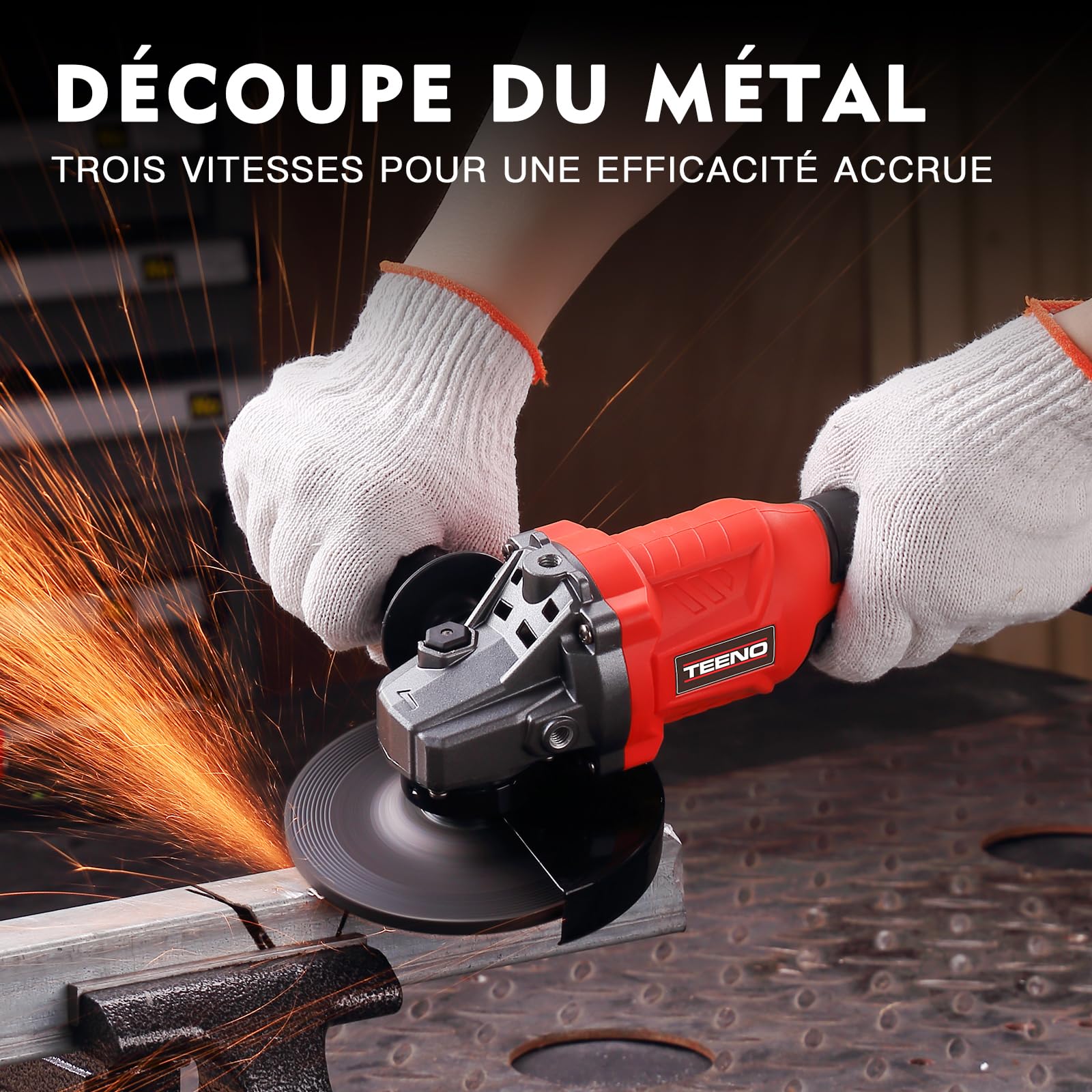 Kit d'outils TEENO 3 pièces (meuleuse d'angle sans balais + clé sans balais + perceuse à percussion) Batterie 20 volts 3 Ah*2, convient pour la voiture et la maison