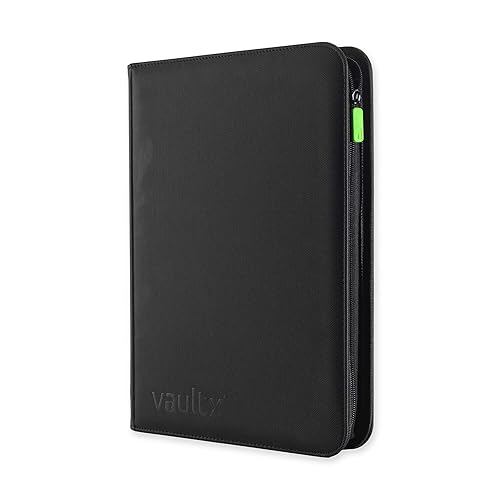 Vault X 9 Pocket Trading Card Zip Binder, 360 Cards, Premium Exo-Tec Album Material, 20 Side-Loading Pages, Folder for Collectible Games, Sports, TCG (Black) - Black
