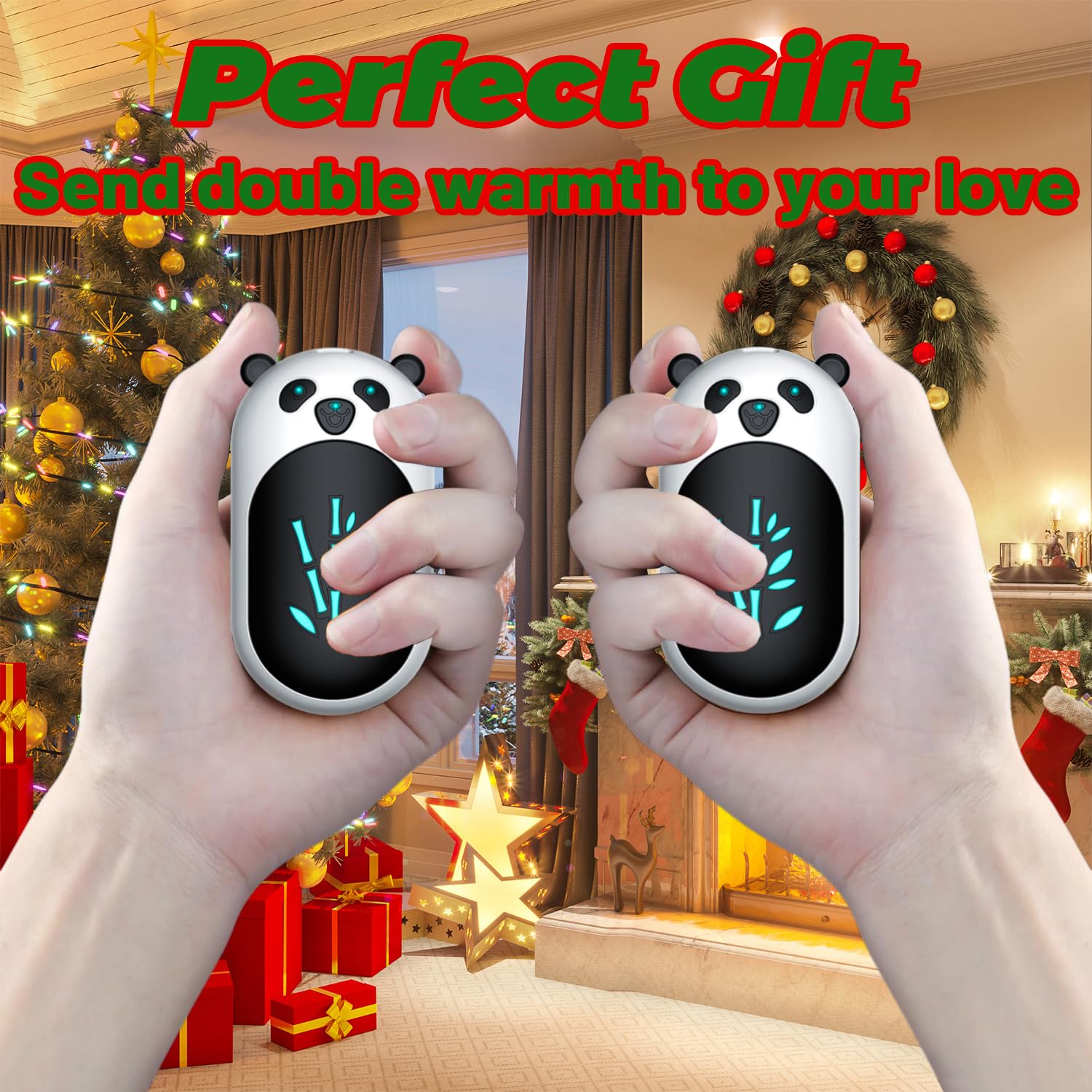 Calentadores de Manos Recargables, Paquete de 2, Calentador de Manos eléctrico con Forma de Panda de 6000 mAh, Calentador de Manos Reutilizable de 20 Horas de Largo, Calentador de Manos portátil de