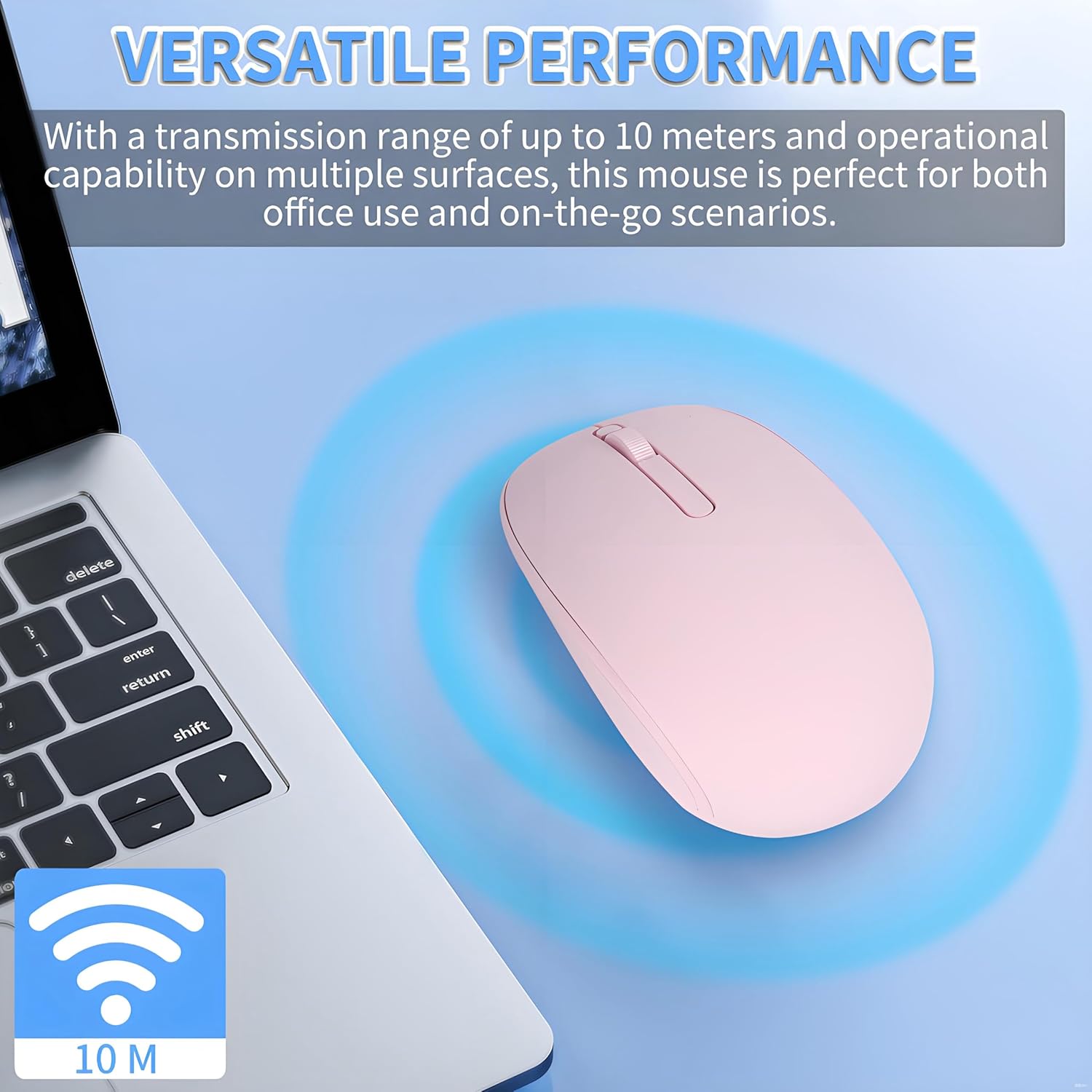 USB C Wireless Mouse - Dual Interface Silent 2.4G Wireless Mouse for Laptop, MacBook, and Mobile Devices with USB/Type C Receiver, 10m Range, Comfortable Design-Pink