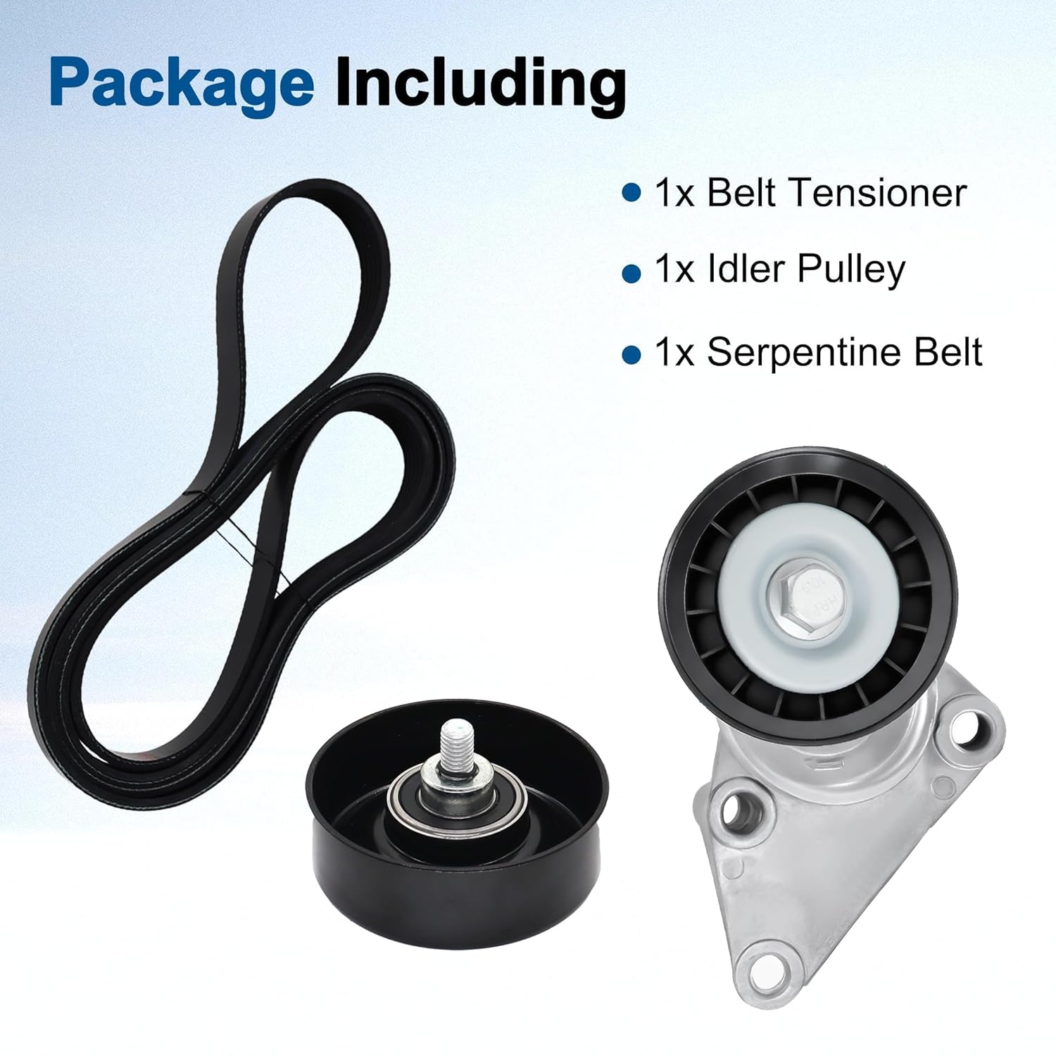 Complete Serpentine Belt Drive Component Kit Fit for GM 2003-2006, for Chevy 2002-2007, for GMC 2002-2007.Replace# 90K-38158C 12609719 12555609 12626222