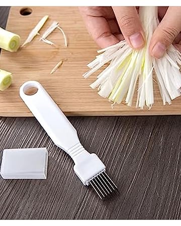 Stainless Steel Spring Onion Slicer Shredder Cutter Tool for Vegetables - Pack of 1 (White)