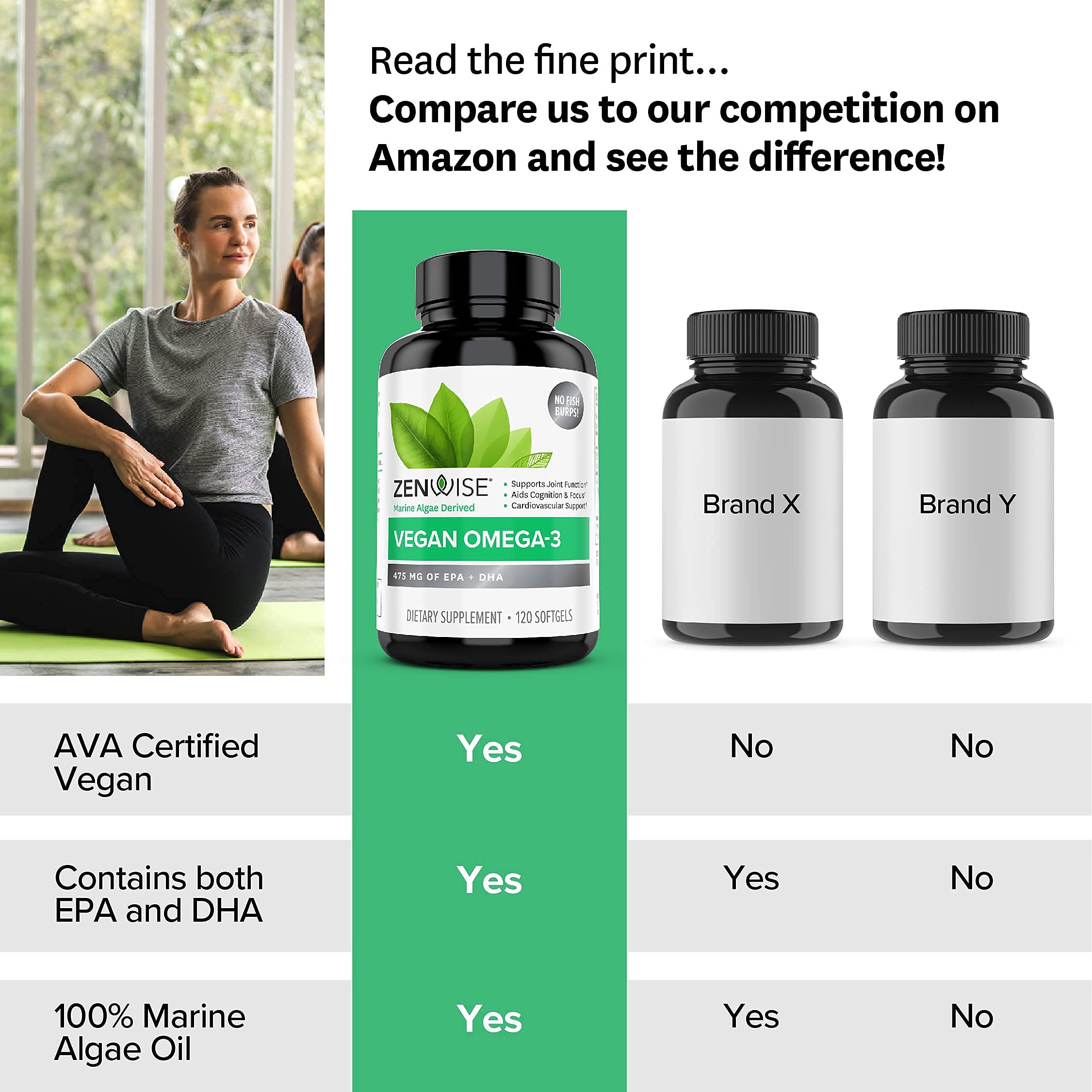 Zenwise Vegan Omega3 Plant Based Fish Oil Alternative Marine Algal