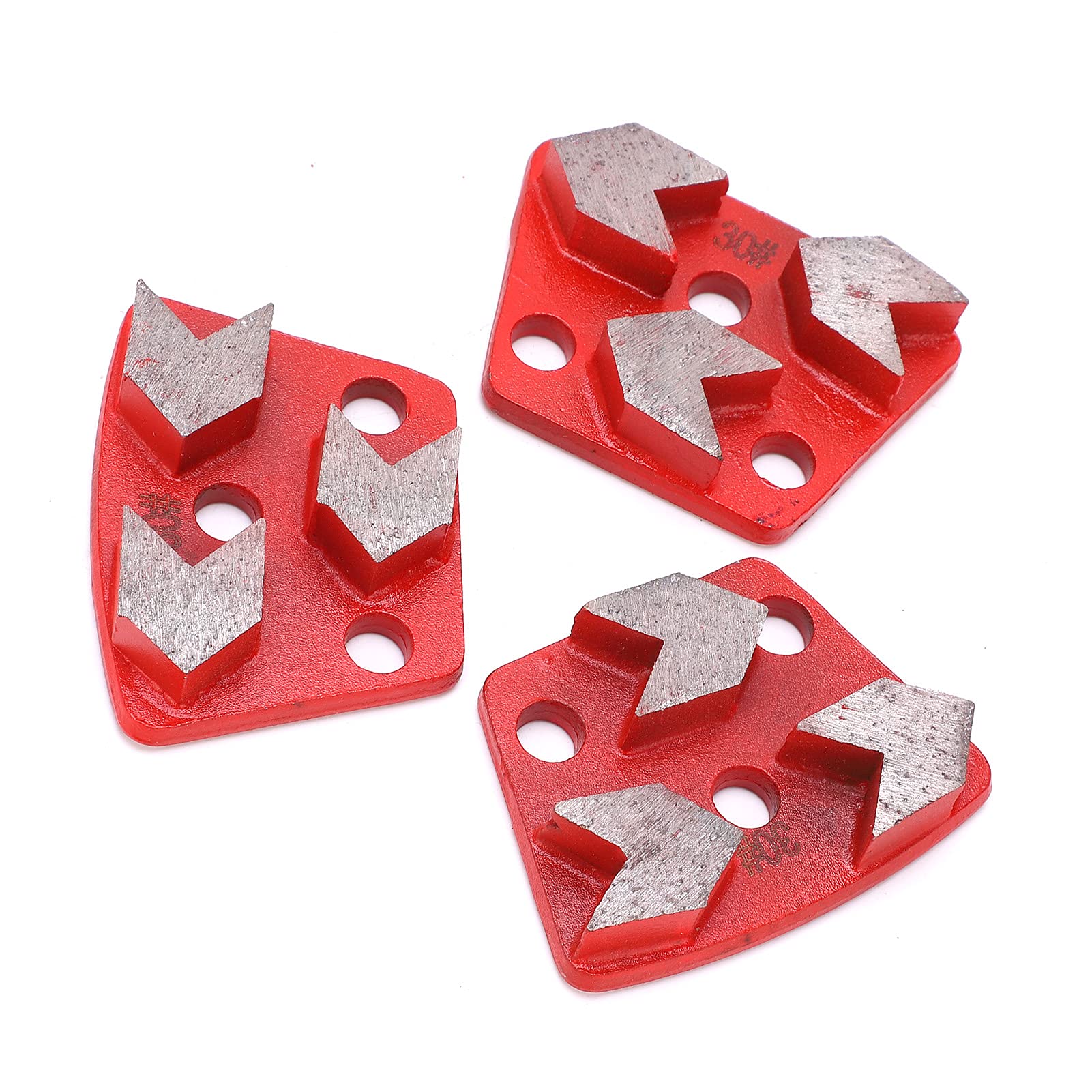Generic Chaussures de Meulage Diamantées, Conception Trapézoïdale Agressive, efficacité de Meulage élevée pour Sol en Béton, Rouge, Maille 30#, Paquet de 3