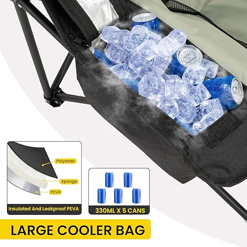 Vista 38 de NAIZEA Silla de camping con calefacción, sillas térmicas de gran tamaño con 3 niveles de calor, sillas plegables portátiles con calefacción, silla