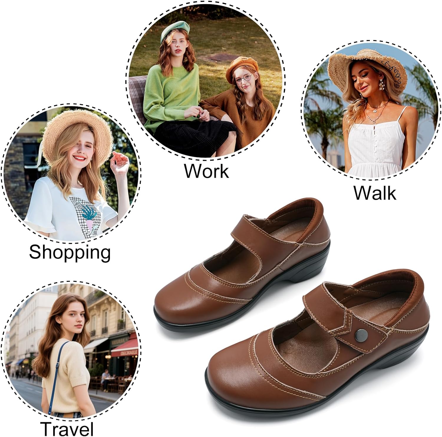 HJJ Mary Janes for Women Arch Support Round Toe Ankle Strap Pumps Memory Foam Comfort Dress Shoes - Image 6