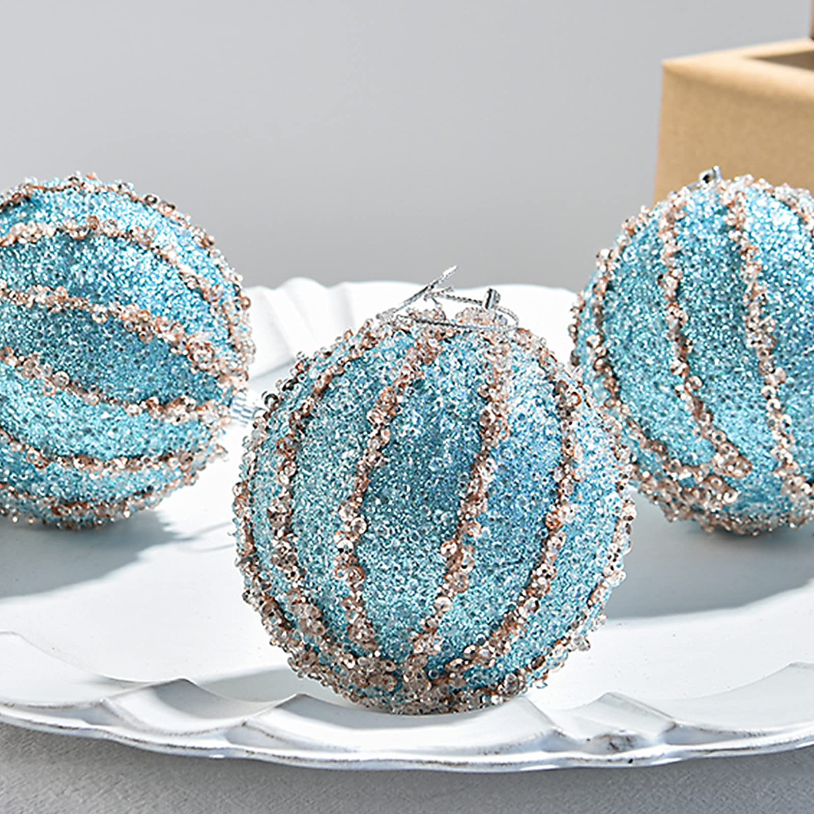 Weddi Weihnachtskugeln, Dekorationszubehör, 10 Stück Weihnachtskugel-Ornamente, 3,15 Zoll Glitzer-Pailletten-Schaumstoffkugel, bruchsichere Weihnachtsdekoration, Baum-Hängekugeln for Weihnachtsbäume (