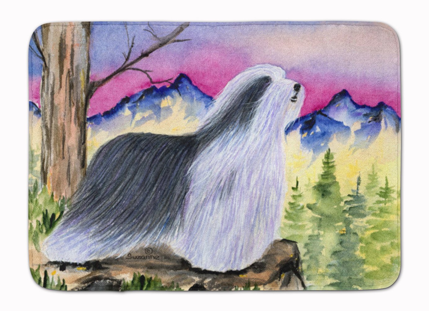 Caroline's Treasures SS8338RUG Bearded Collie Machine Washable Memory Foam Mat, Bathroom Rug, Non-Slip Bath Mat, Durable Thick Washable Rugs for Kitchen, Bathroom Quick Dry, Decorative Artwork,