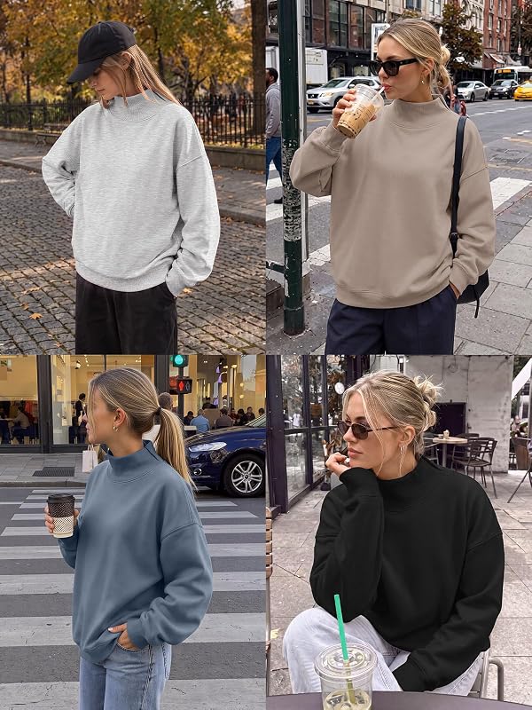 Trendy Queen Womens Mock Neck Sweatshirts Oversized Pullover Fall Outfits image 5