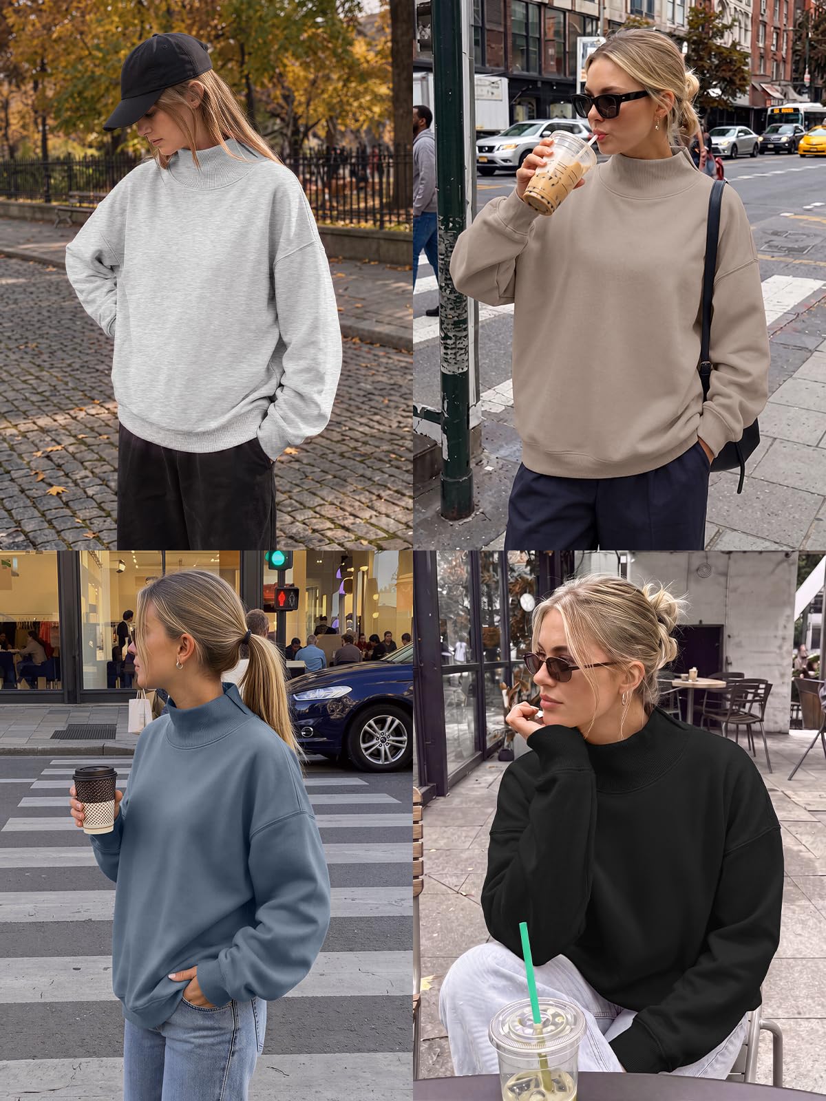 Trendy Queen Damskie bluzy oversize sweter z golfem bluzy z długim rękawem topy jesienne modne stroje 2025 ubrania