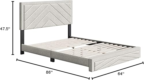Miniatura 85 de Boyd Sleep Beaumont - Cama de plataforma tapizada con cabecero, base de colchón con 14 soportes de listones de madera, no requiere somier, piel