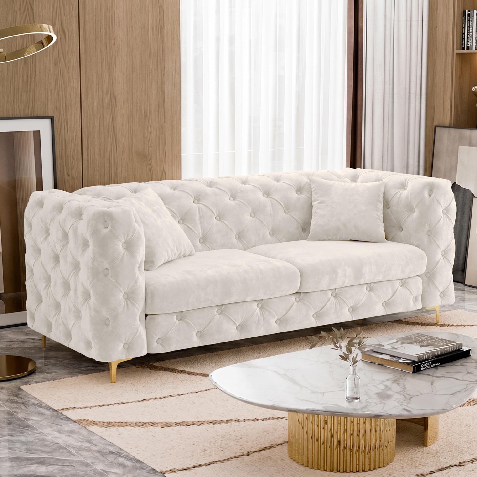 DAMAIFROM 75 Inch Velvet Couch Mid Century Modern