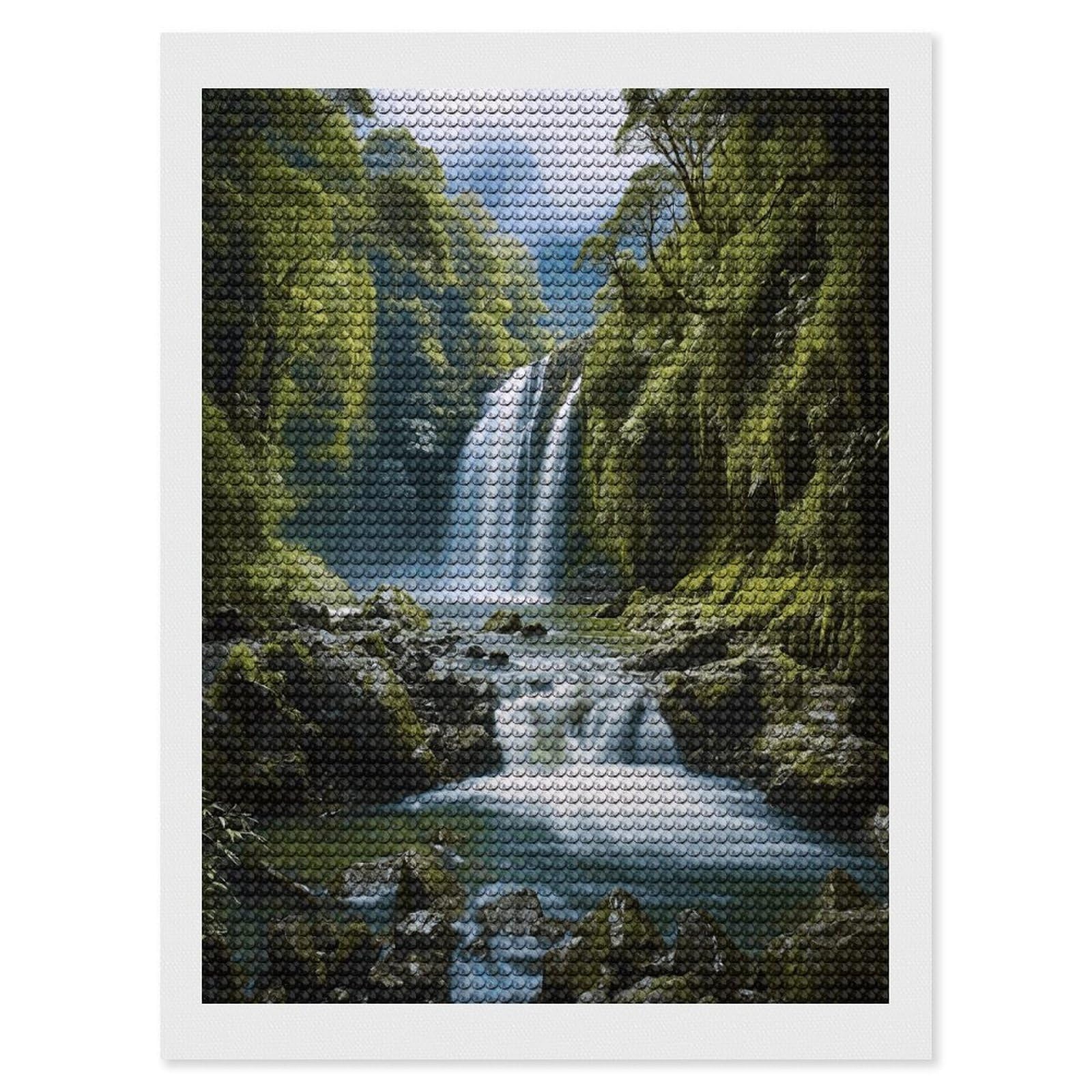 FekiLoot Waterfall Landscape Painting Paint by Numbers Kit for Adults Beginner DIY Diamond Dots Paintings Round Full Drill Diamond Art Kits Picture Diamond Art Painting Kits for Home Decor 12"x16"