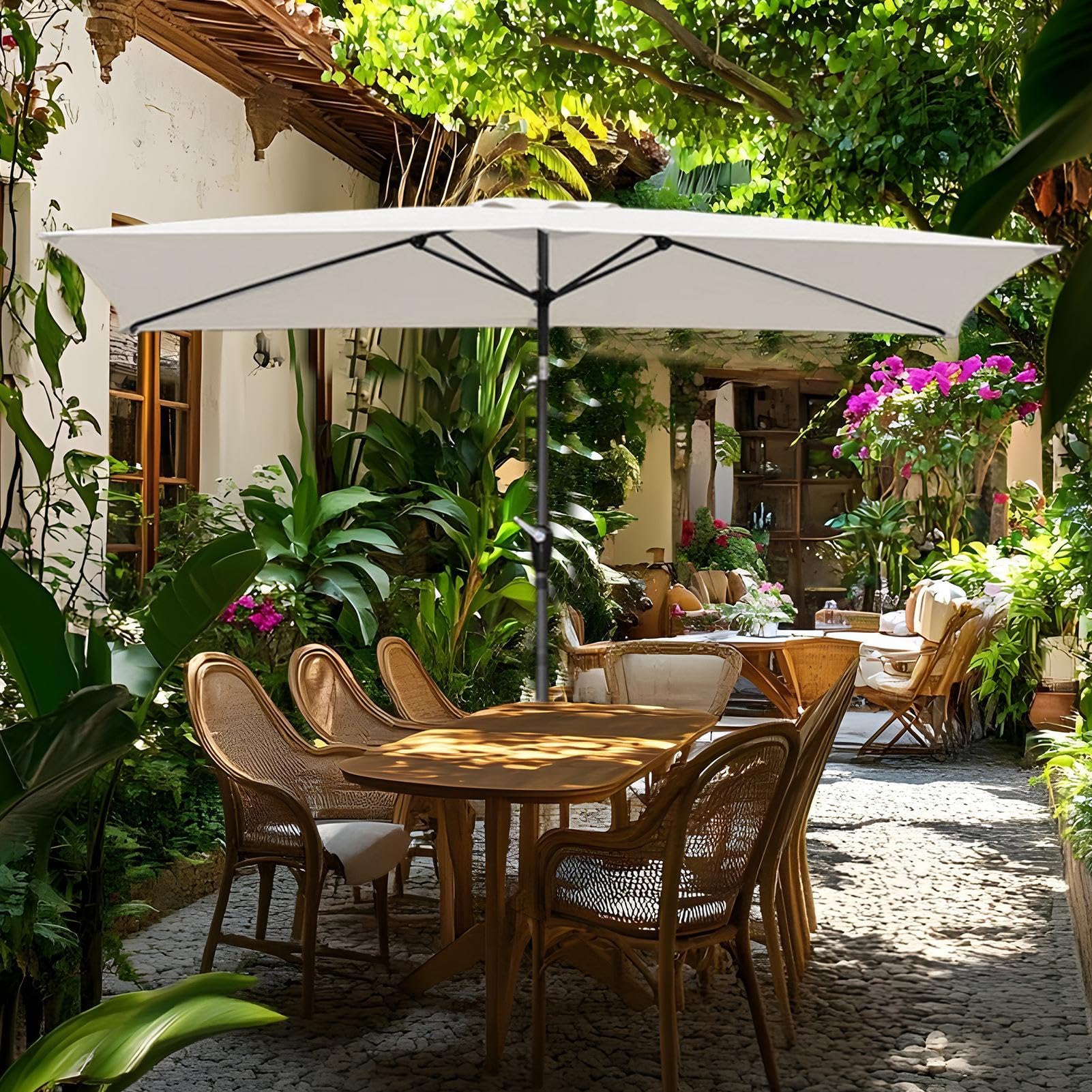 Copertura per Ombrellone di Ricambio Copertura Rettangolare Impermeabile | 6,6x3m Telo Sostitutivo per Gazebo Esterno per Spiaggia, Piscina, Terrazzo, Balcone, Prato, Mercato, Copertura per
