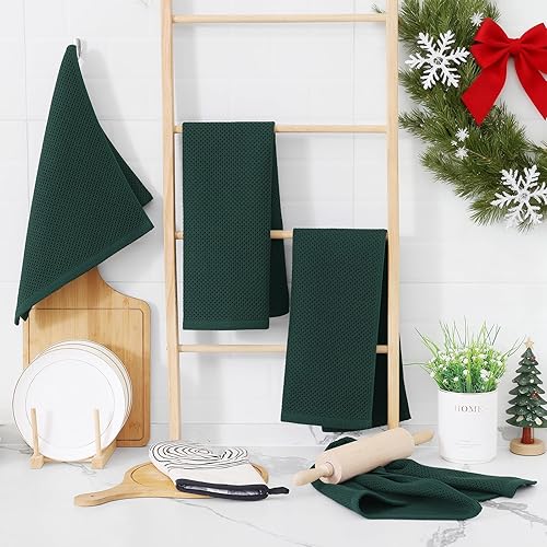 Miniatura 46 de Homaxy Trapos de cocina de 100% algodón, tejido de punto gofre, ultrasuaves, absorbentes y de secado rápido, 12 x 12 pulgadas, paquete de 6, arándano