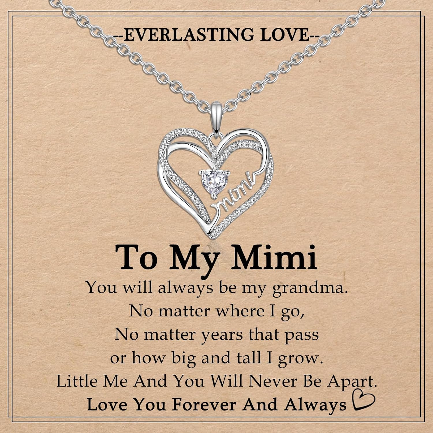 Double Entwined Hearts Necklace Gifts for Mom Grandma Wife Gigi Mimi Stepmom Bonus Mom, Mother's Day Christmas Valentines Birthday Thanksgiving Gifts Stocking Stuffers for Women Adults