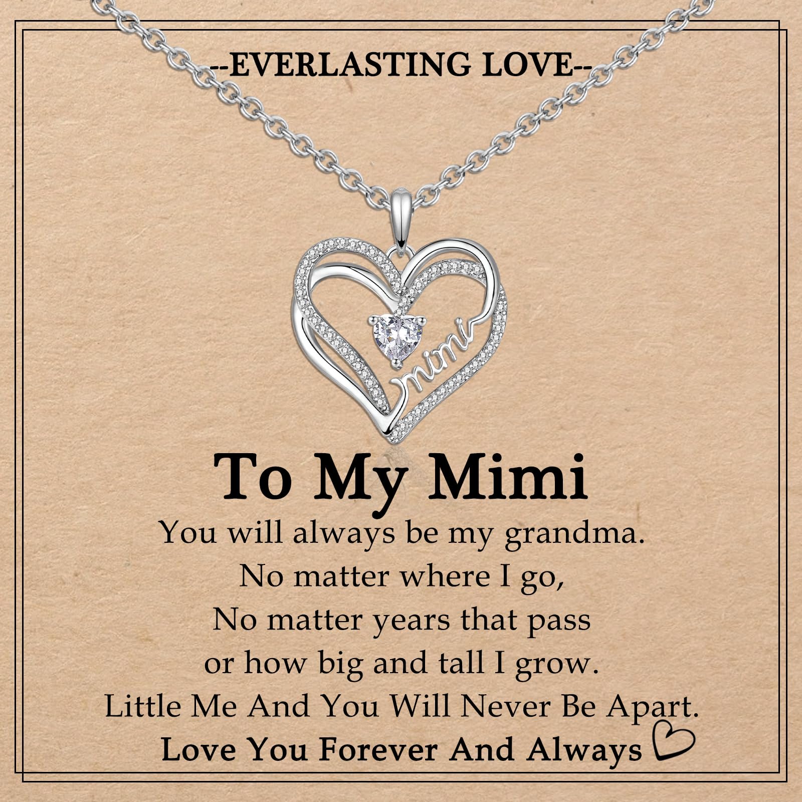 EYQV Double Entwined Hearts Necklace Gifts for Mom Grandma Wife Gigi Mimi Stepmom Bonus Mom, Mother's Day Christmas Valentines Birthday Thanksgiving