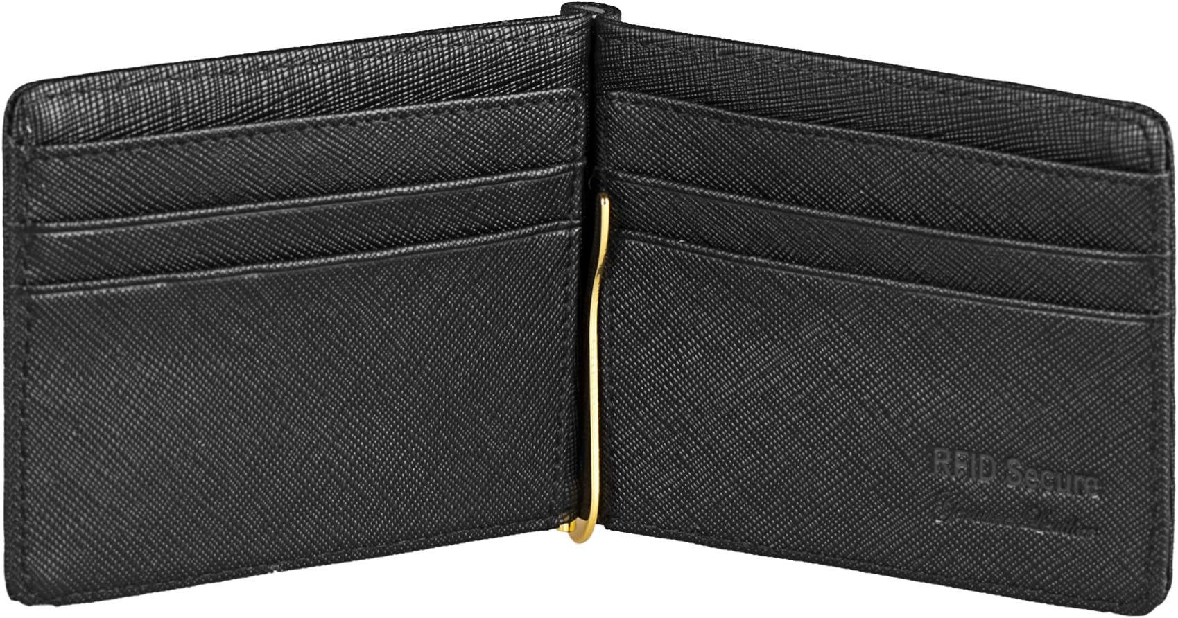 Mens Leather Wallet RFID Secure - Genuine Leather Slim & compact Credit Card wallet with RFID Safety feature by Venitou