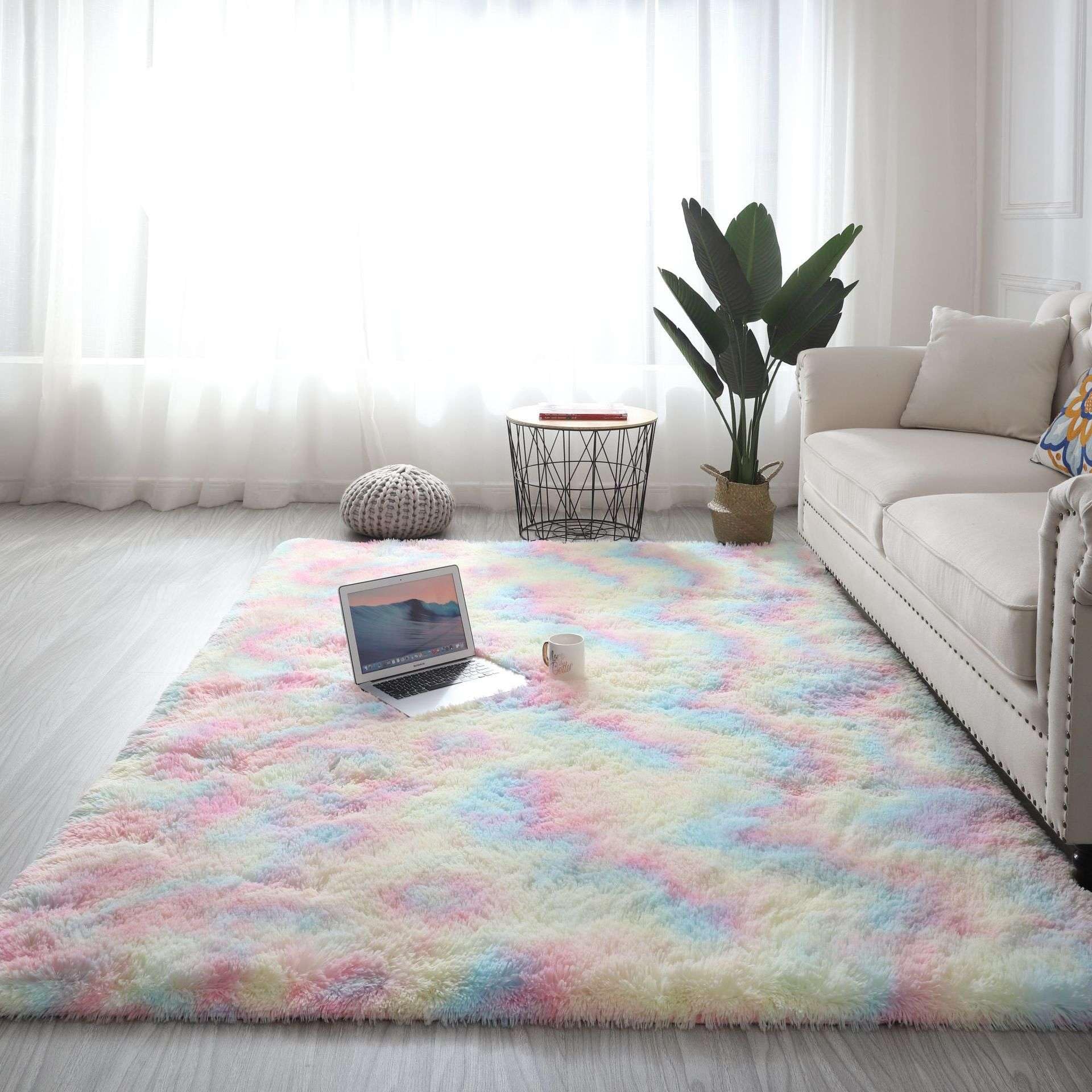Tapis imprimé tie-dye en soie et laine PV velours pour salon et chambre 100x200cm