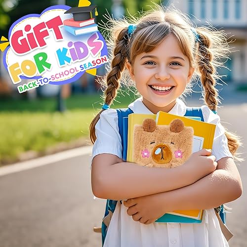 Miniatura 8 de Capybara - Diario para niñas con cerradura, juguetes de felpa Capybara, regalo para niñas adolescentes, cuaderno de escritura para niños, regalos de