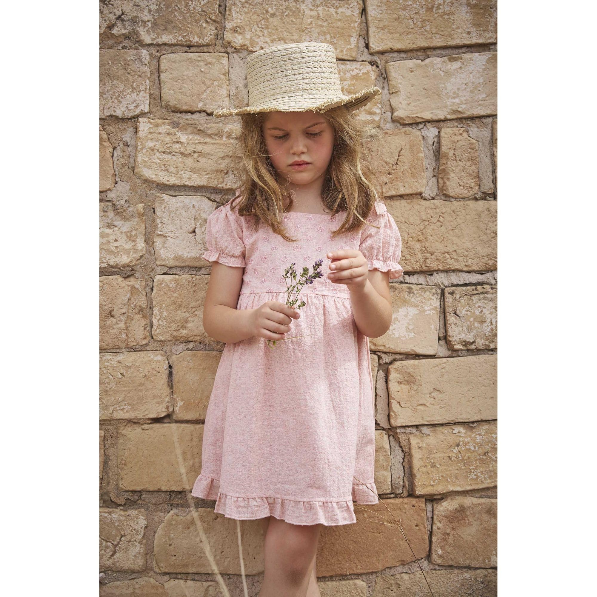 BABIDU Vestido Bebé Niña Verano Algodón 100% con Volantes, Tirantes o Mangas, Cuello Decorativo, Estampados Florales o Plumetti, Diseño Suave, Fresco y Cómodo para Ceremonias, Eventos o Uso Diario