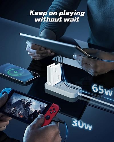 Miniatura 6 de Cargador USB C de 100 W, 4 puertos GaN III PD&QC 3.0 tipo C, cargador rápido de múltiples puertos para MacBook AirPro, i-Phone i-Pad Samsung Galaxy