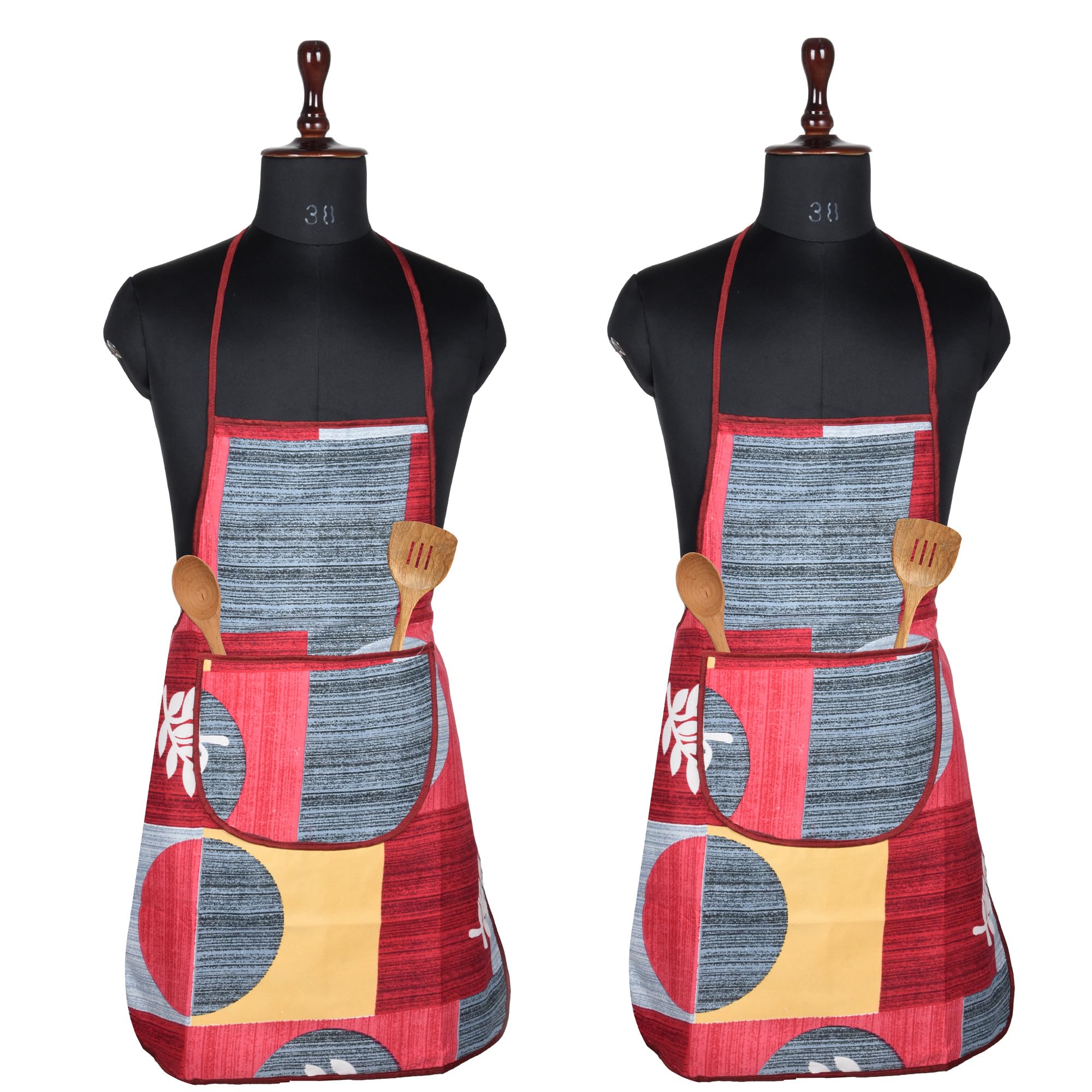 Kuber Industries (Pack of 2) Kitchen Apron | Water-Resistant Kitchen Dress for Women | Apron for Chef | Cooking Apron for Men | Apron for Restaurant | Front Pocket | Printed | Red (B0D5VHP999) Amazon Price History, Amazon Price Tracker