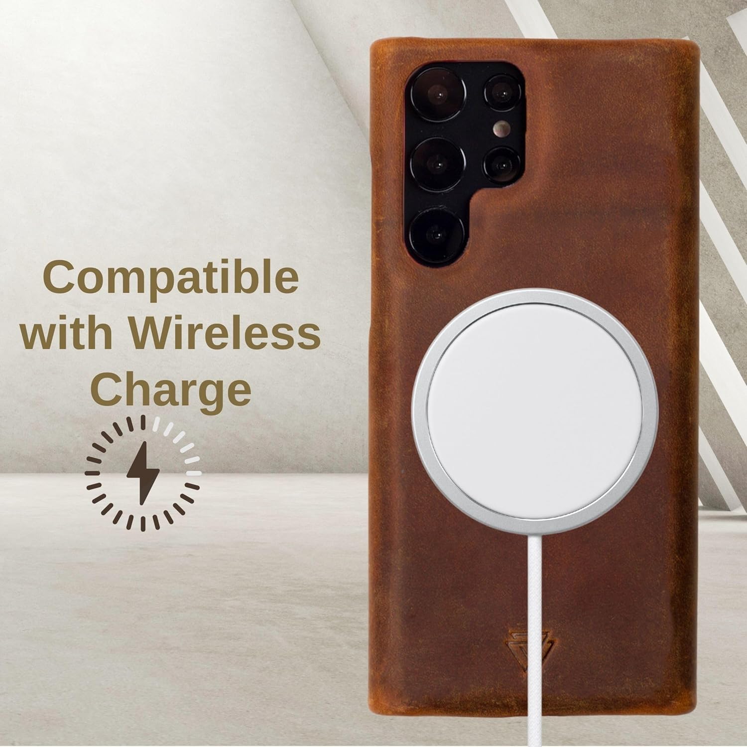 Genuine Leather Case for Samsung Galaxy S25 Ultra, Slim & Stylish Design, Full Protection, Durable & Elegant, Premium Crazy Horse Leather, Handcrafted (Camel)