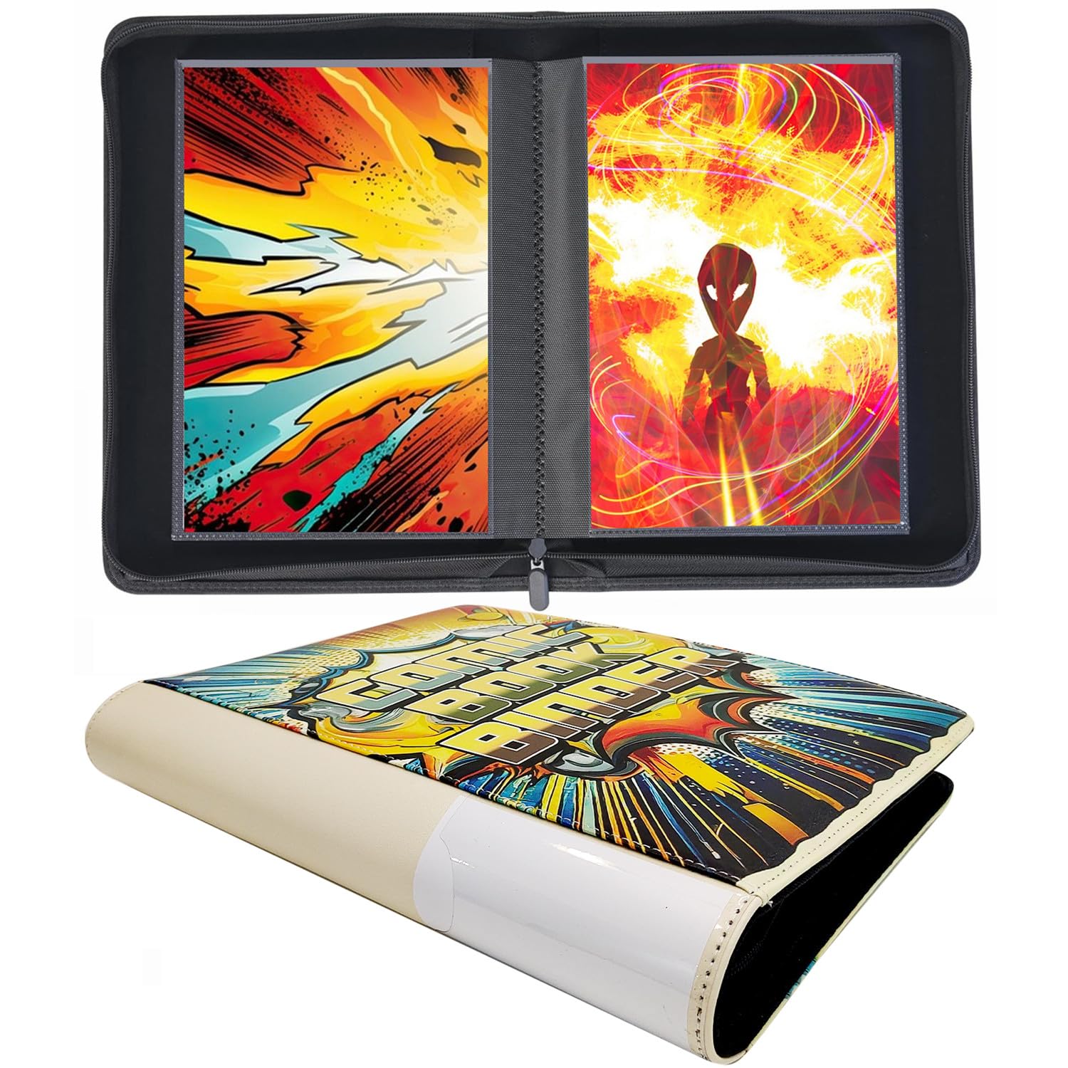 ANIXITECH Comic Book Storage Album?24+ Comic Book Binder, for Current, Silver Age, Regular Comics Bagged and Boarded, Sleeves for Displaying Comic Books and Comics Book Storage