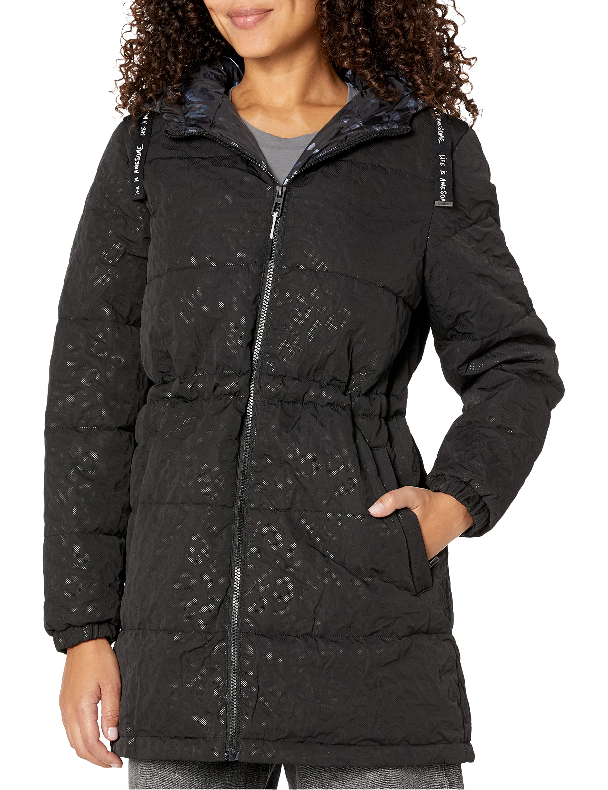Desigual Women's Black Padded Kalmar Coat 22Wwew43 Aw22 New Season Small