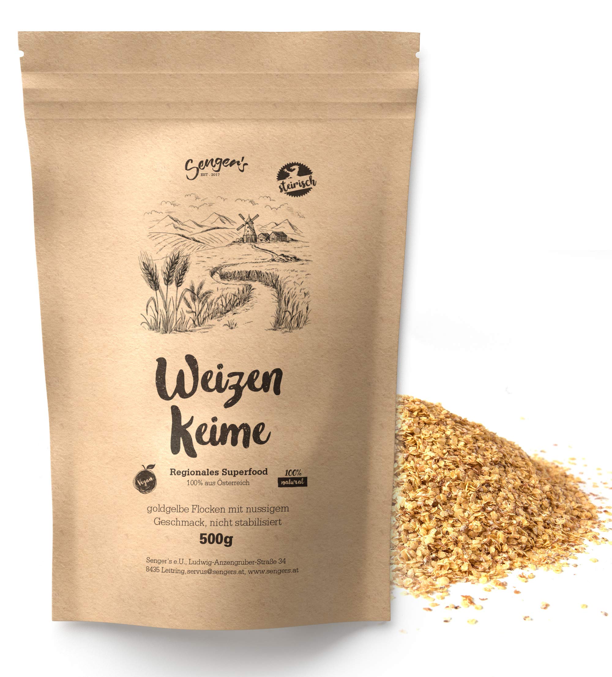 Senger's 5 kg Weizenkeime frisch, roh, vegan, proteinreich Natur aus Österreich Superfood (5 KG)