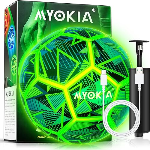 Balón de fútbol de tamaño 5 con luz RGB recargable que brilla en la oscuridad para niños y adolescentes de 3 a 15 años, juegos nocturnos para