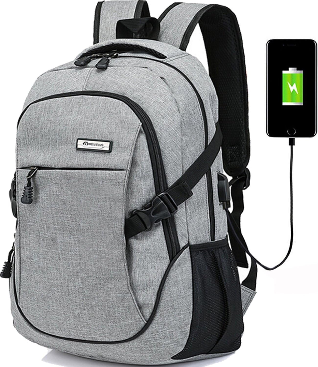 Laptop Backpack for Men Back Pack Business Travel School Backpacks External USB Charge Port with Built-in USB Charging Cable